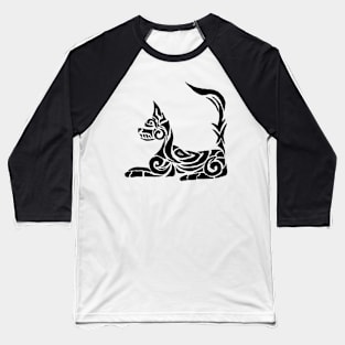 Tribal Design - Cat Baseball T-Shirt